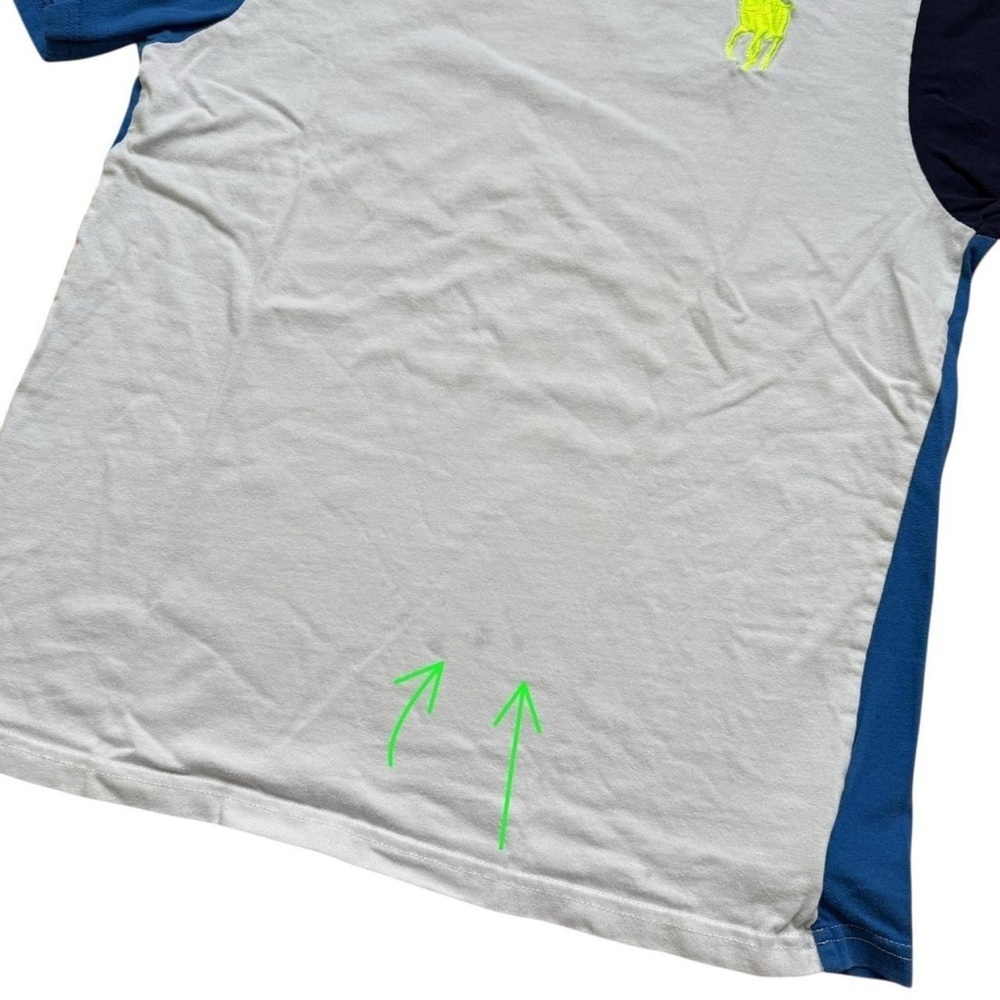 Polo Ralph Lauren Big Pony Color Block T-Shirt Youth Size Large 14/16 Blue White - Picture 5 of 8